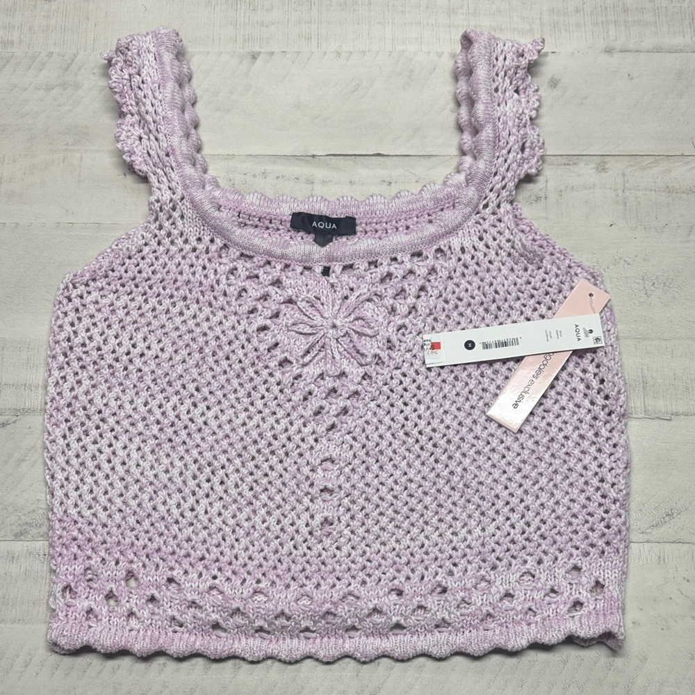 Aqua Womens Cotton Eyelet Tank Top In LAVENDER